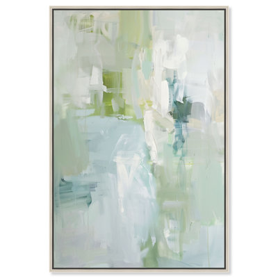 Pale Pine I Framed Canvas Print Green Abstract Art by Art Remedy, Silver Frame, 10 x 15