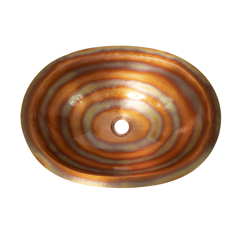 Ambiente Oval Hammered Copper Undermount Bathroom Sink