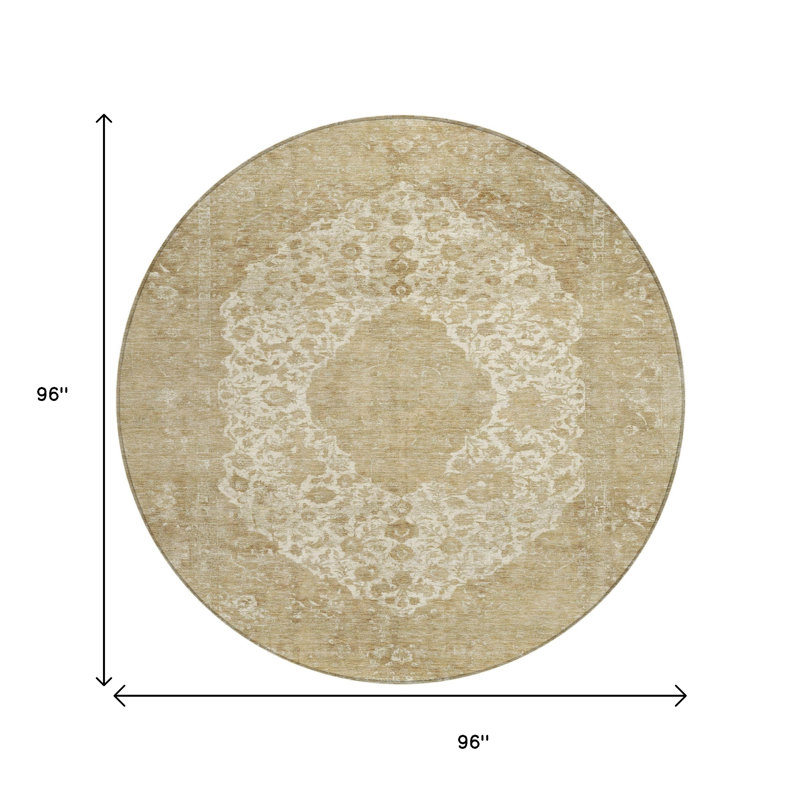 Tapis rond 8 po ivoire et beige