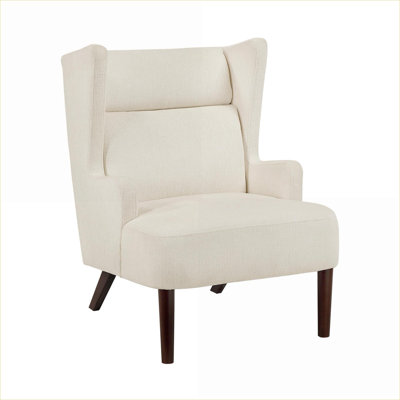 Wingback Accent Chair Chenille Upholstery Beige Finish Comfortable Seating for Living Room and Reading Nooks