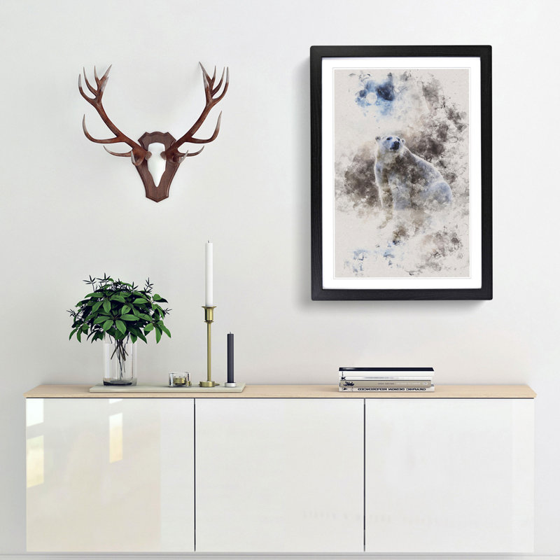 Polar Bear - Picture Frame Painting Print, 33cm H x 24cm W x 2cm D, Black Framed