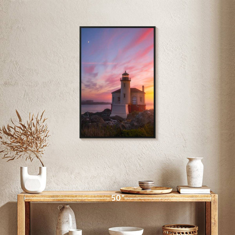 Phare de la lune, Cadre flottant noir, 21 po x 31 po