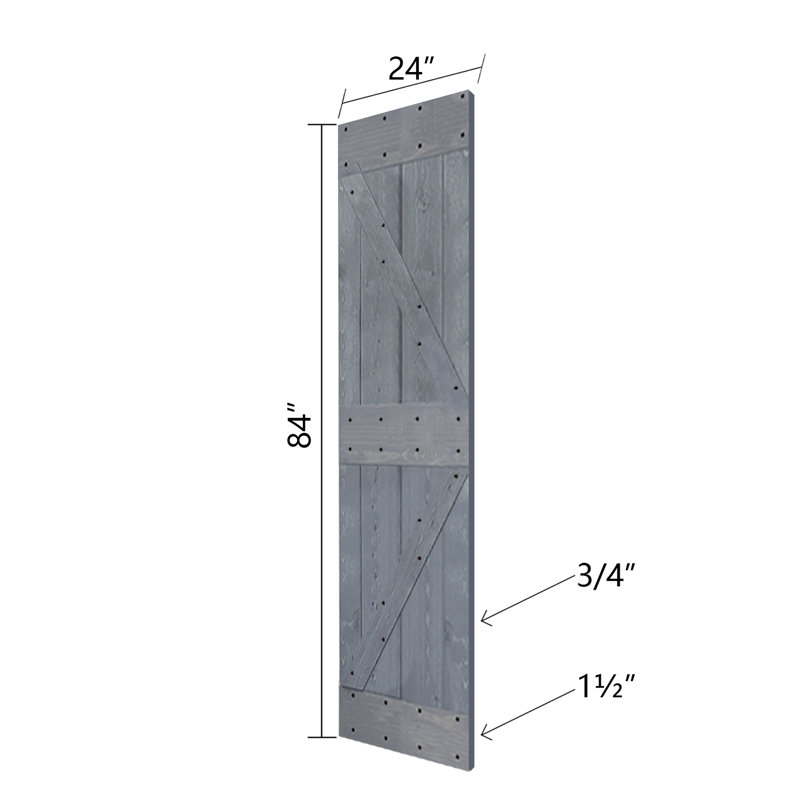 Dark Gray Solid Wood Double Sliding Barn Door Kit with Matte Black Hardware