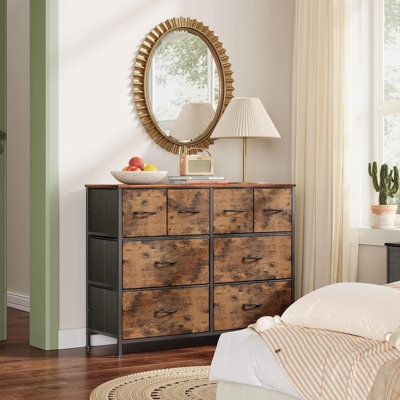 Commode pour chambre à coucher avec 8 tiroirs, commode de rangement large en tissu et commode pour le salon, le placard, le couloir