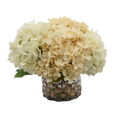 Mixed Hydrangeas In Mercury Glass Vase