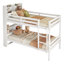 Lit superposé simple au-dessus de simple avec tablettes, lit en bois d'hévéa avec tête de lit à tablettes, barrières de sécurité et échelle, convertible en 2 lits, blanc-223230395