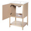 Meuble-lavabo de 20 pouces de style français, autoportant avec lavabo en céramique, porte à fermeture douce, compact pour les petits espaces, poignées rétro, sculptures à rayures délicates, lavabo lisse, robinet de 1,37 po