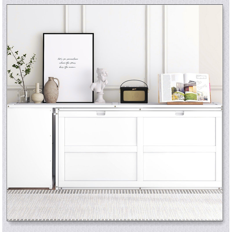 Murphy Bed With Rotable Desk, White