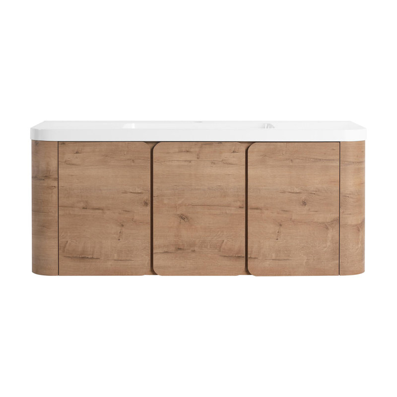 Meuble-lavabo mural avec lavabo en résine blanche, 47"