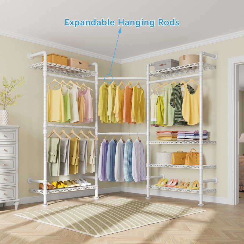 White Industrial Pipe Wall Mounted Closet System with Shelves