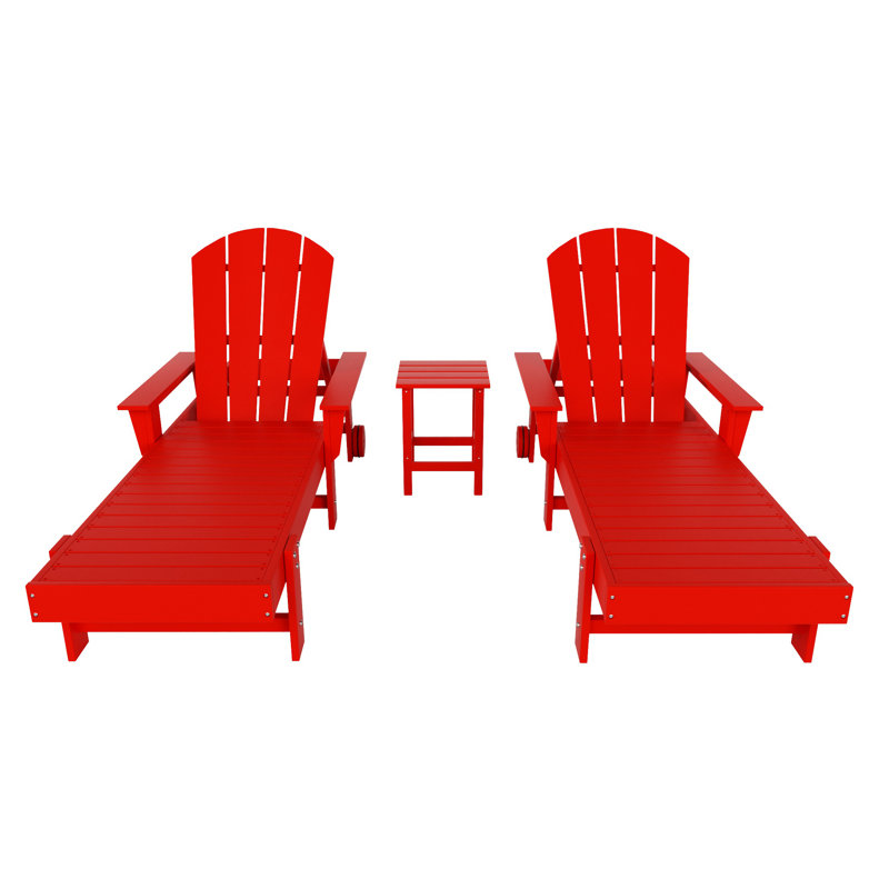 Laguna Outdoor Chaise Lounge Set with Table, Red