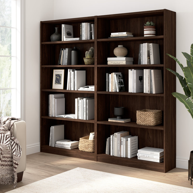 Doyno 71.46" H Manufactured Wood Standard Bookcase, Black Walnut