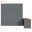 Grand lit escamotable mural avec bureau, tablettes de rangement et grandes armoires-108986297