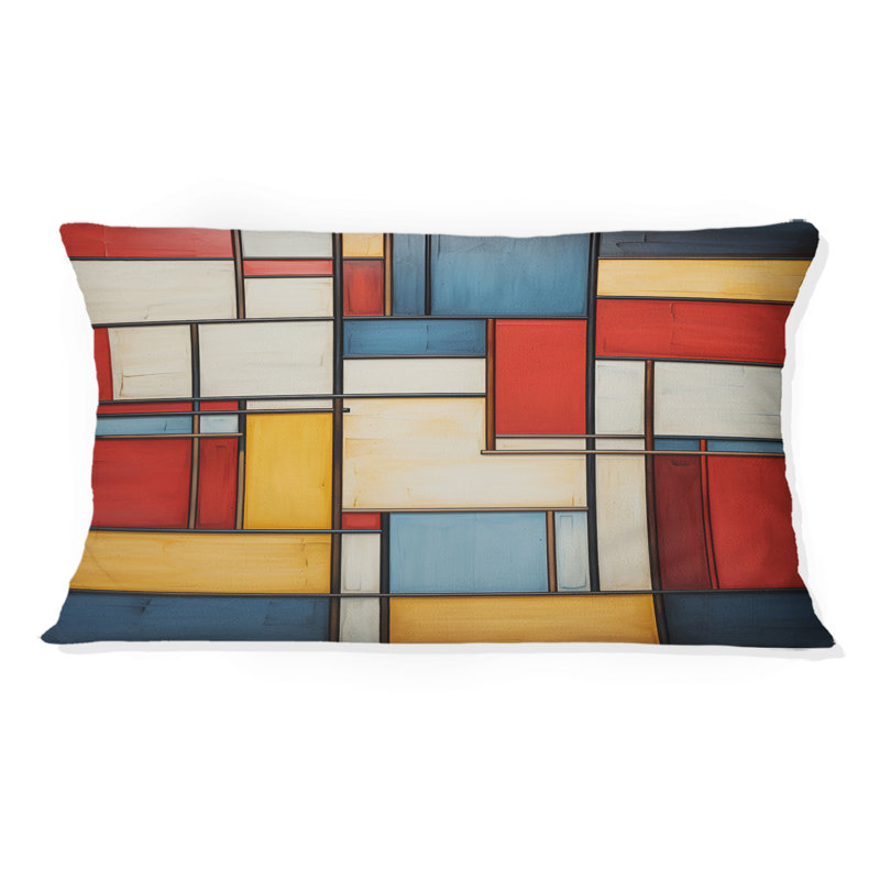 «Geometric Abstraction Composition II» - Coussin décoratif à imprimé géométrique abstrait