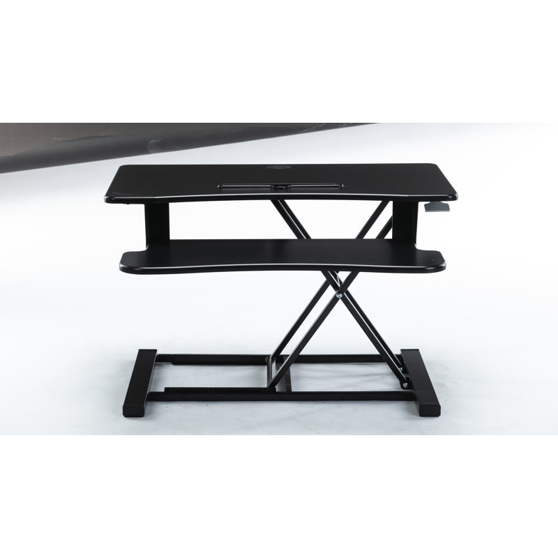 Adjustable Metal Base Standing Desk Converter, Black, 20.5" H x 32" x W 25.6" D