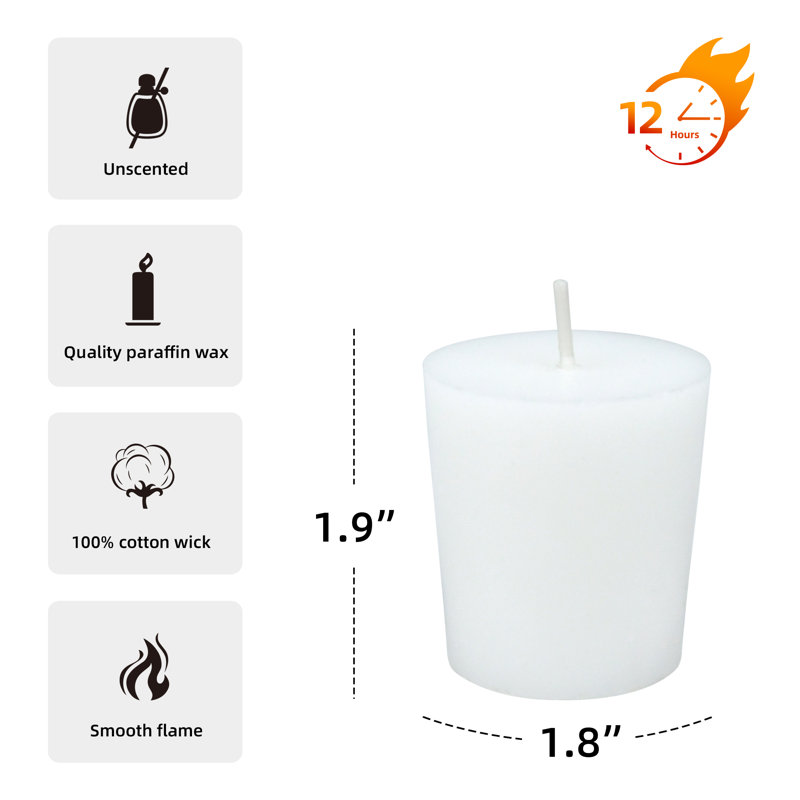 Bougie votive sans parfum Votive, Blanc, Ensemble de 12