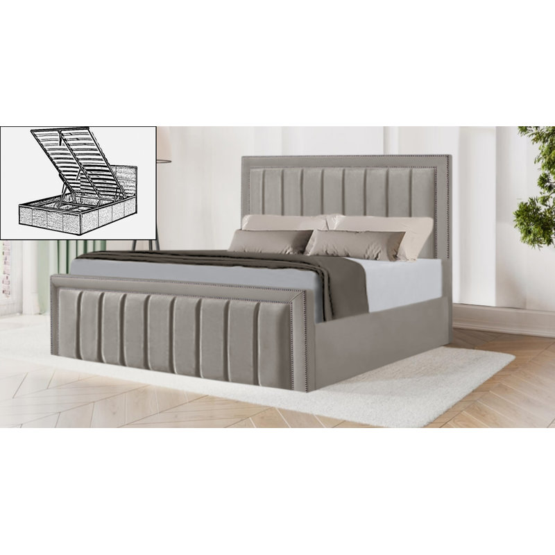 Luciana Upholstered Ottoman Storage Bed, Single (3'), Silver