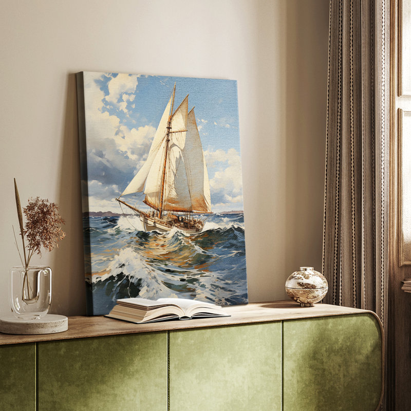 NAUTICAL Series CECLIX - Toile tendue avec châssis de qualité supérieure - Prêt à être accroché, H 18 po x l 12 po