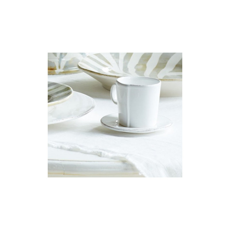 Lastra Handmade Stoneware Cappuccino Cup, White