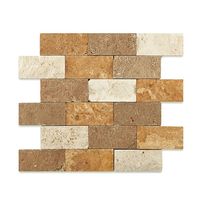 Carrelage mural mosaïque mixte en travertin mixte 2x4 po
