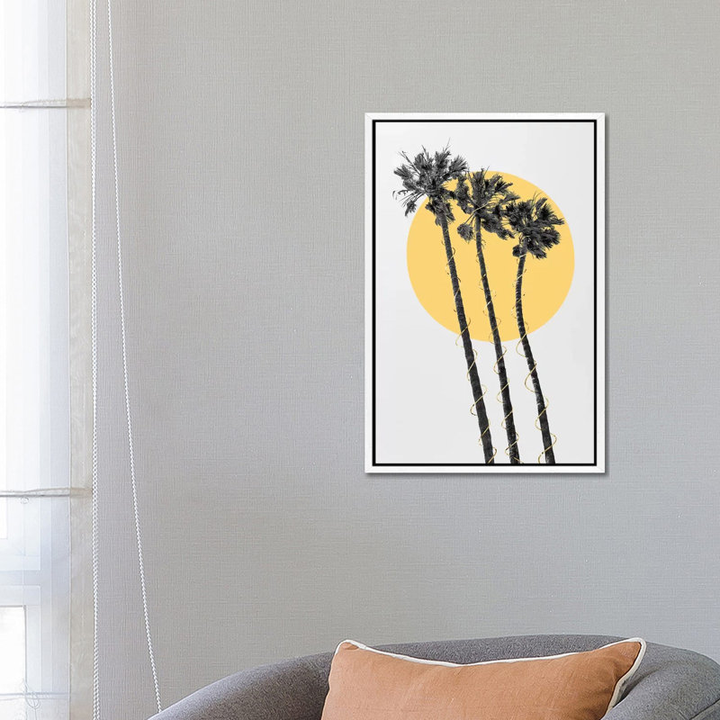 Palm Trees in the Sun 1 Piece Wall Art on Canvas, 66.04cm H x 45.72cm W x 3.81cm D, White Framed