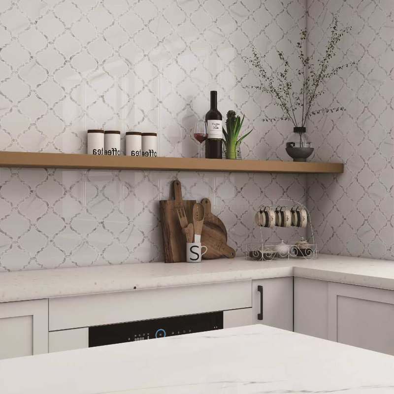 Tahitian Pearl 14" x 14.5" Glass Satin Mosaic Wall Tile, White