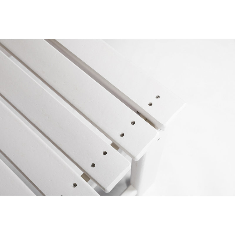 Banc Adirondack sans dossier avec texture en bois, banc pour chambre à coucher, Blanc