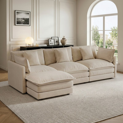 Oversize Modular L-Shaped Sectional Sofa with Ottoman