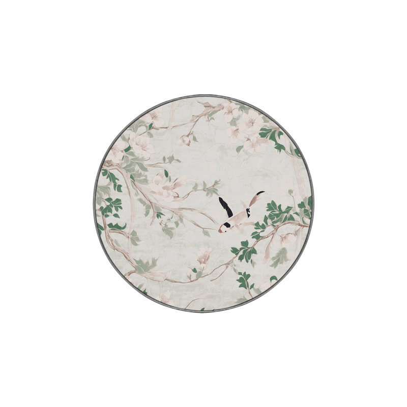 Tapis gris soyeux et moelleux, Rond 4 pi