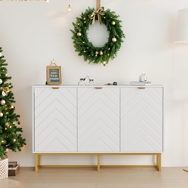 3 - Door Rectangle Accent Cabinet, White