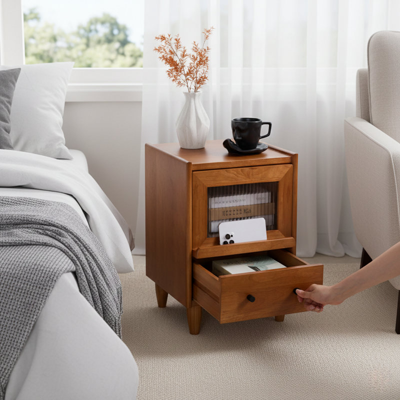 Retro Solid Wood Bacall with Two Drawers