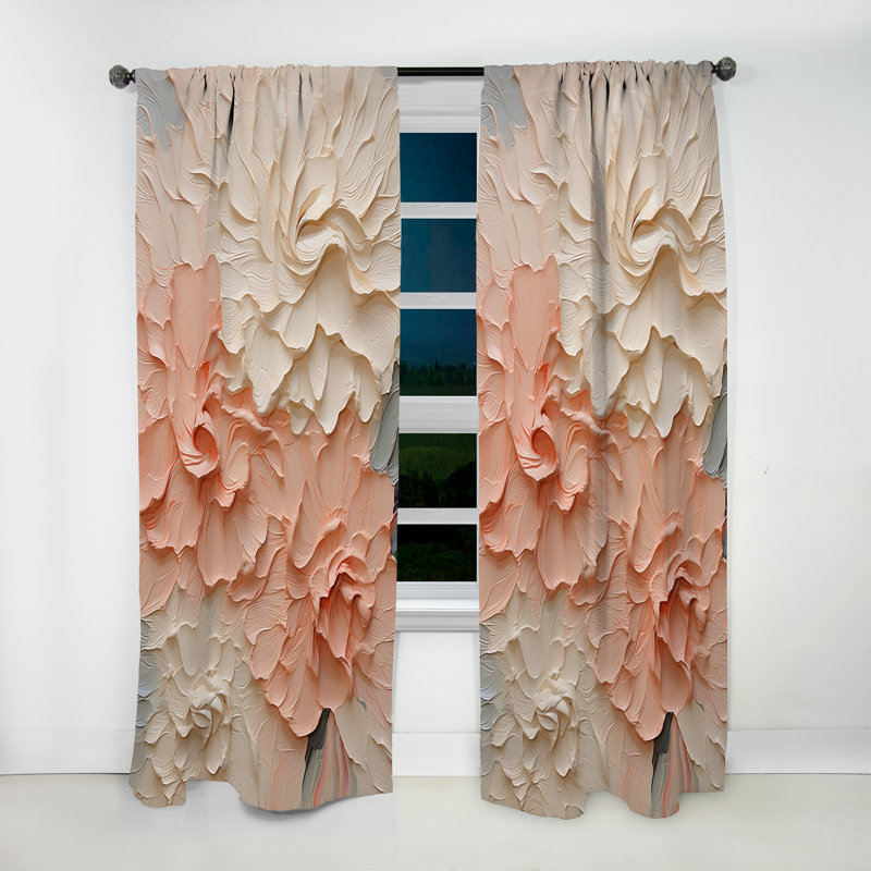 Beige et fleurs roses harmonieuses Beversly - Rideau traditionnel en velours - obscurcissant - 1 panneau, L 52 po x L 95 po