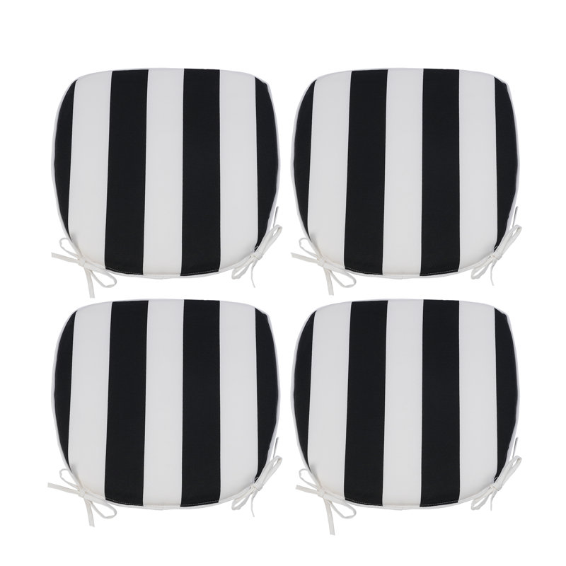 Outdoor Seat Cushion, Black/White Striped