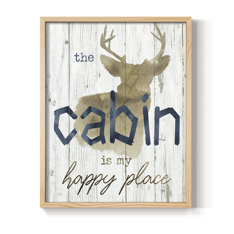 «Happy Place», reproduction encadrée en bois massif, H 21 po x l 17 po