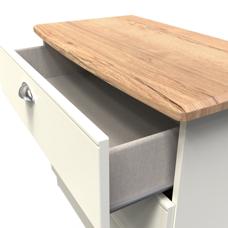 Fully Assembled Murier 3 Drawer Chest, Cream Ash/Riviera Oak