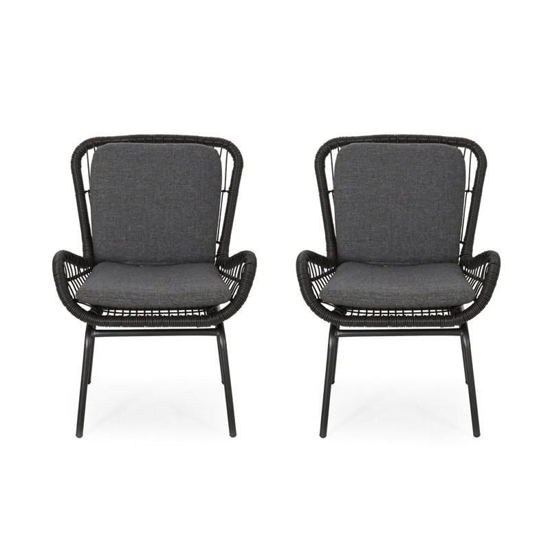 Modern Grey Chair With Cushion And Iron Stand Minimalist Plastic Chairs Long-lasting Seat Water- Covers