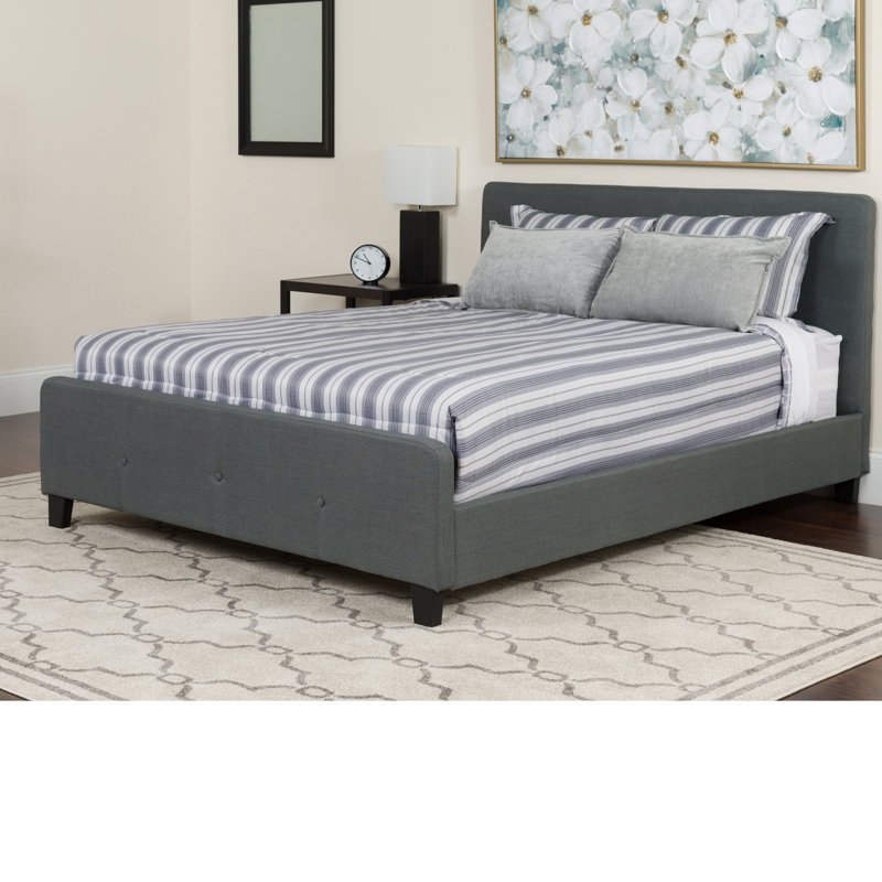 Upholstered Panel Bed, Dark Gray, Queen