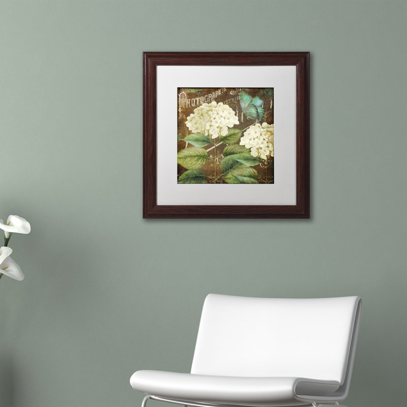 Jadaya 'Alabaster Hydrangea' Framed Graphic Art, 11" H x 11" W x 0.5" D, White, Black Framed Canvas
