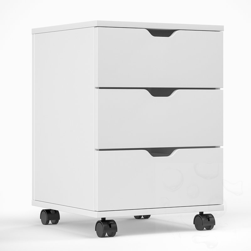 Armoire de bureau 3 tiroirs avec tiroirs, Blanc
