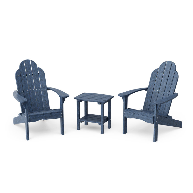 Classic 3-Piece Adirondack Set with Side Table, Patriot Blue