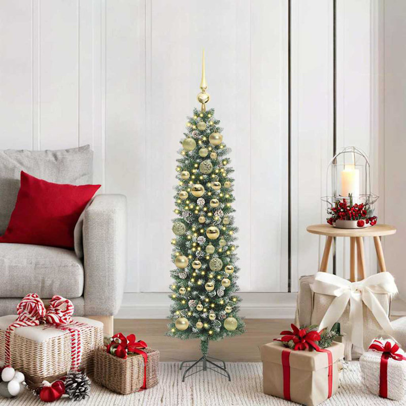 Artificial Slim Christmas Tree, Gold, 3.94' H
