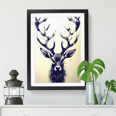 Stag Graffiti Art 1 Piece Single Picture Frame Wall Art