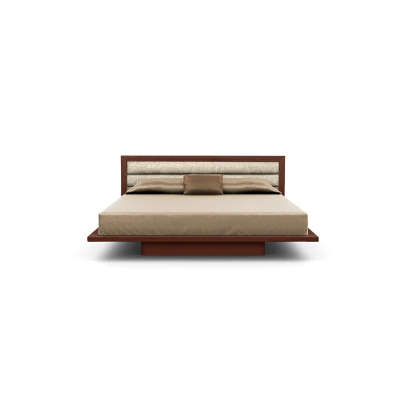 Moduluxe 29" Bed with Upholstered Headboard, King, Cognac Cherry, Hemp Fabric