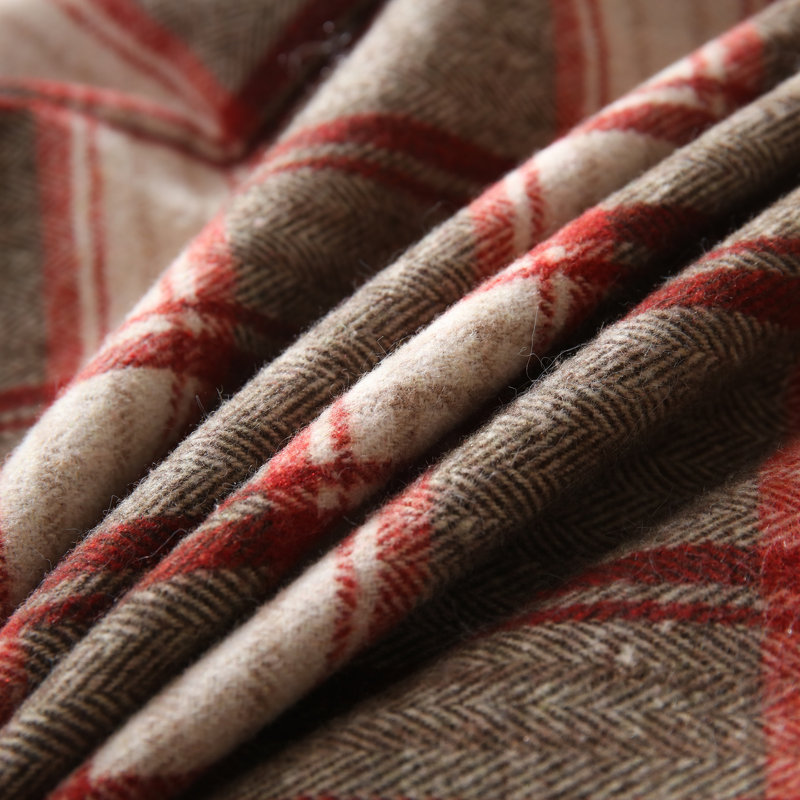 Retro Plaid Wool Throw Pillow Covers, Square 20"