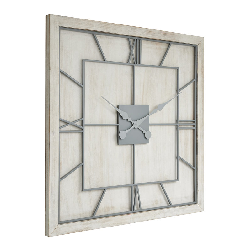 Anetia White Square Large Wall Clock