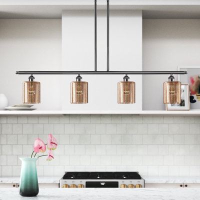 Luminaire suspendu linéaire à 4 lumières pour îlot de cuisine Leilani