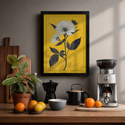Daisies on Gold Botanical - Framed Print