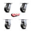5 Inch Rubber on Aluminum Caster Set with Ball Bearings 2 Swivel 2 Rigid SCC