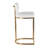 Fixed-Height Barstool In Gold Metal And White Faux Leather - Set Of 2