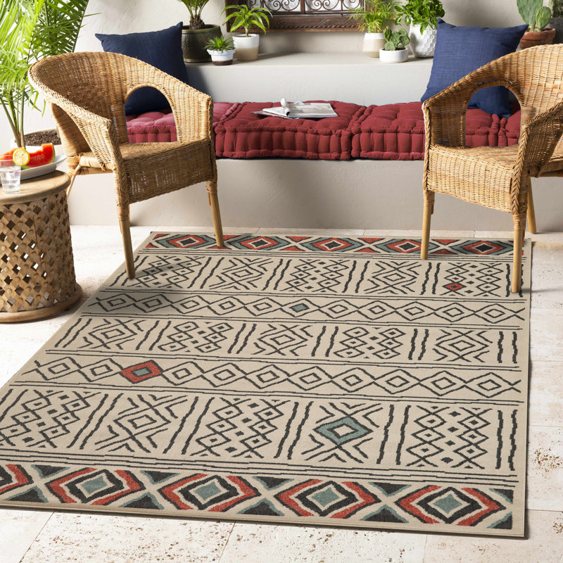 Tapis d'intérieur / extérieur à motif géométrique Tribu, Rectangulaire 2 pi x 3 pi
